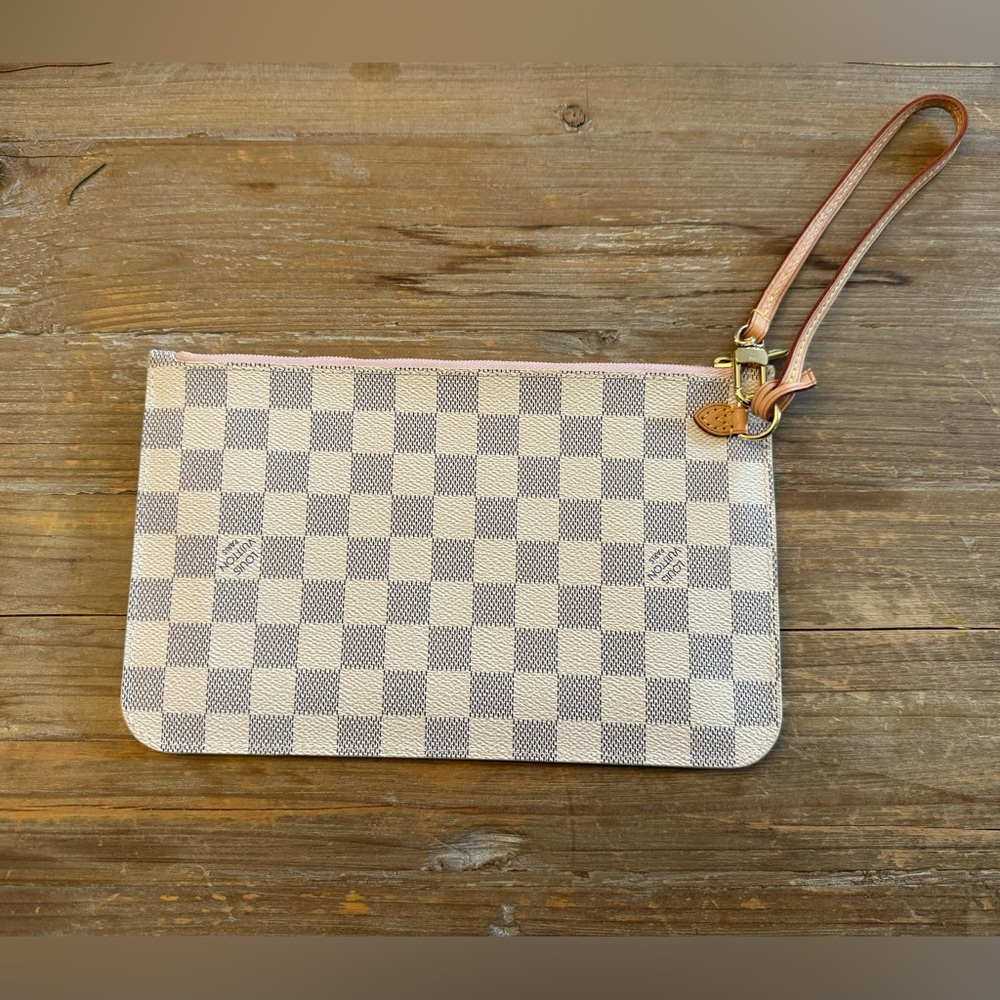Louis Vuitton Damier Azure Neverful Pouch Wristlet MM/GM size